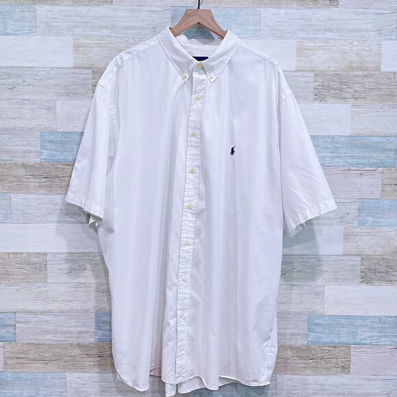 Ralph Lauren Feather Weight Twill Shirt White Cotton Preppy Mens 3XLT XXXL Tall - Picture 1 of 8